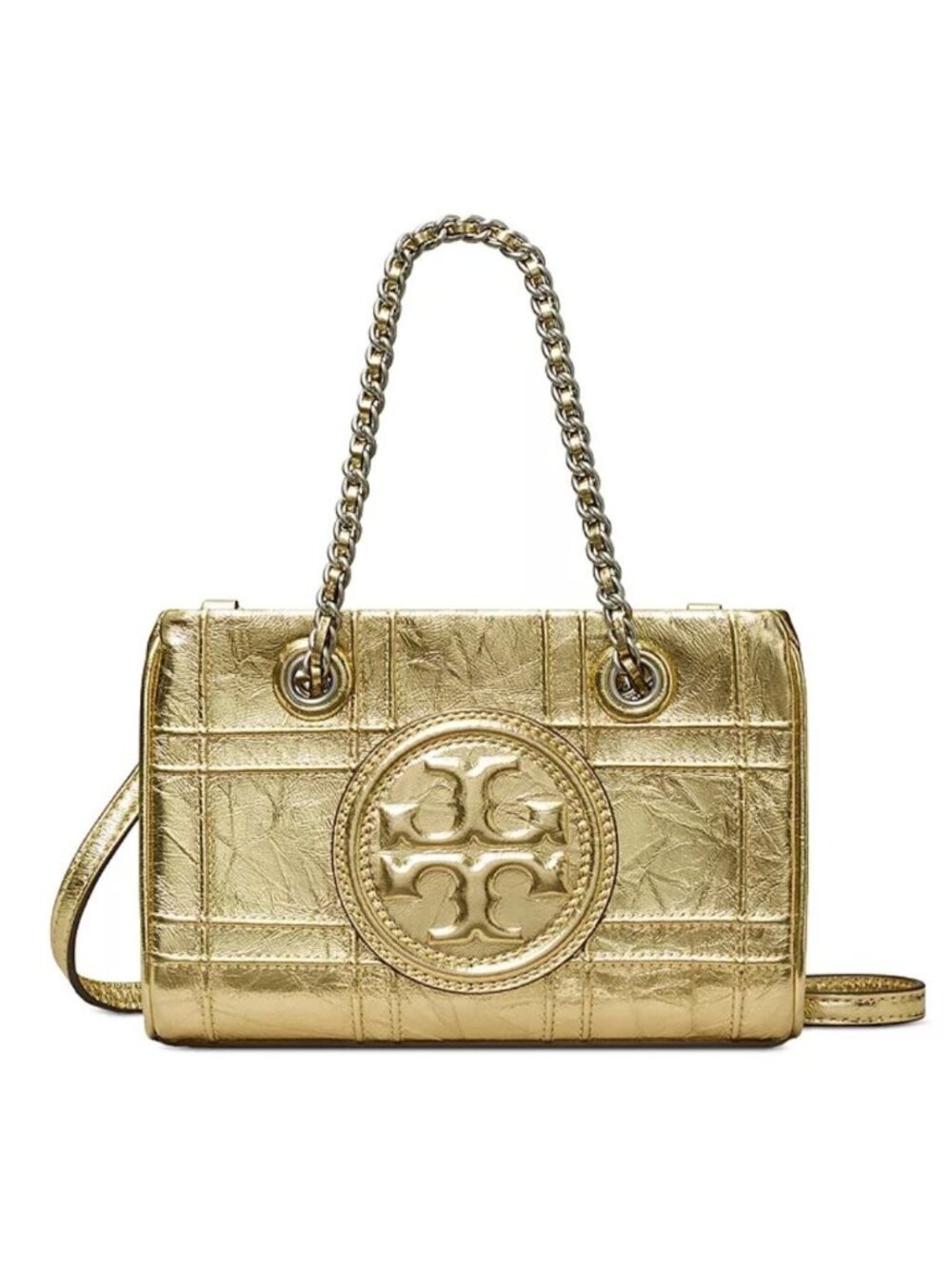 NWT Tory Burch Mini Fleming Soft Chain Tote Purse Gold $498 [jb]